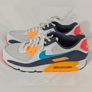 Men's Nike Air Max 90 White Thunder Blue Dusty Cactus Size 9.5 Like New